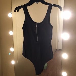 Purple zipper bodysuit